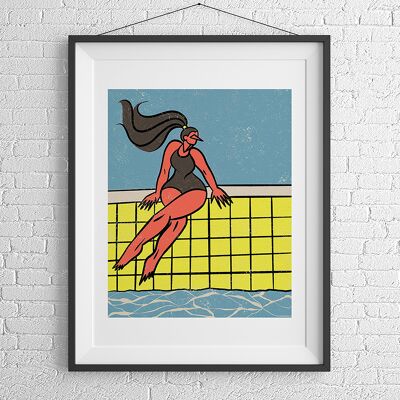 Summer Girl at the Pool Art Print