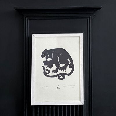 Sérigraphie de panthère noire, Art d'impression originale A3