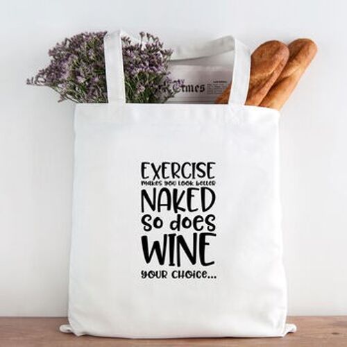 Funny Exercise or Wine Tote Bag