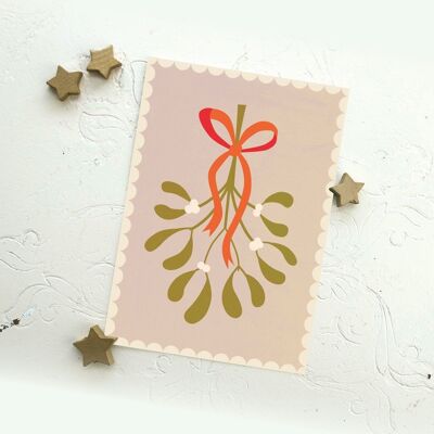 Postcard mistletoe beige