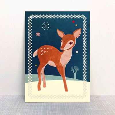 Cervo da cartolina nella neve
