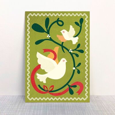 Postcard doves of peace green