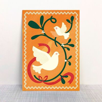 Postkarte Friedenstauben orange