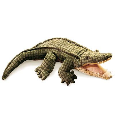 Alligatore: corpo in velluto e denti in plastica morbida| Burattino a mano 2130