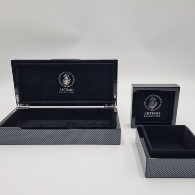 Cajas de joyería / cajas de almacenamiento fijados "fibra de carbono" noble de alto brillo
