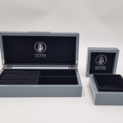Jewelery boxes / storage boxes set "gray" noble high glossy
