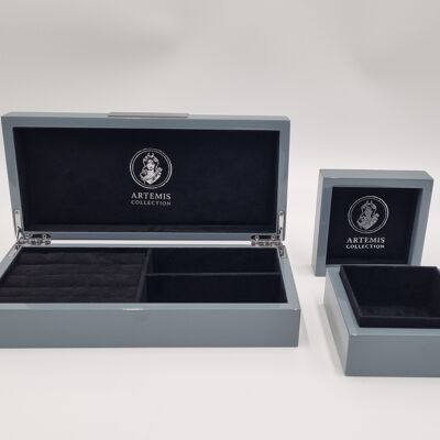 Jewelery boxes / storage boxes set "gray" noble high glossy