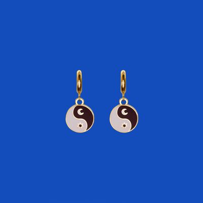 YIN YANG hoop earrings (black and white)