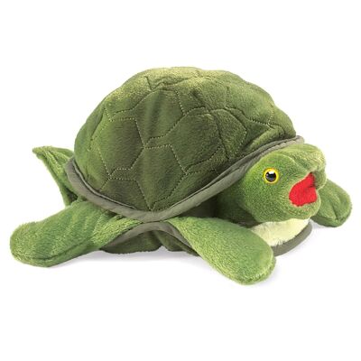 Bébé tortue - Bouche mobile.   Se retire dans la coque.| Marionnette 2521