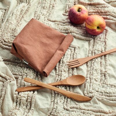 Reusable Vleather Snack Bag - Stone