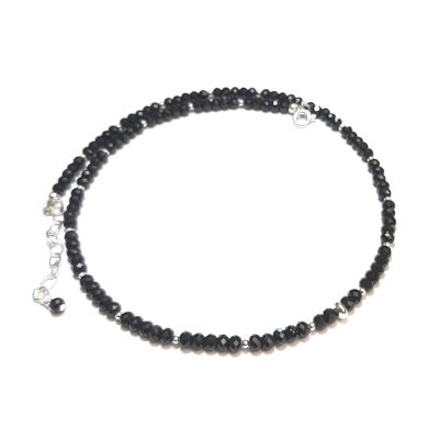 Black Spinel Necklace Silver 925