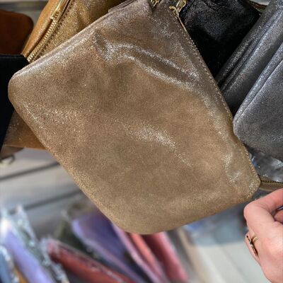 Lola Paillette leather pouch