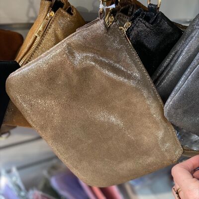 Lola Paillette leather pouch