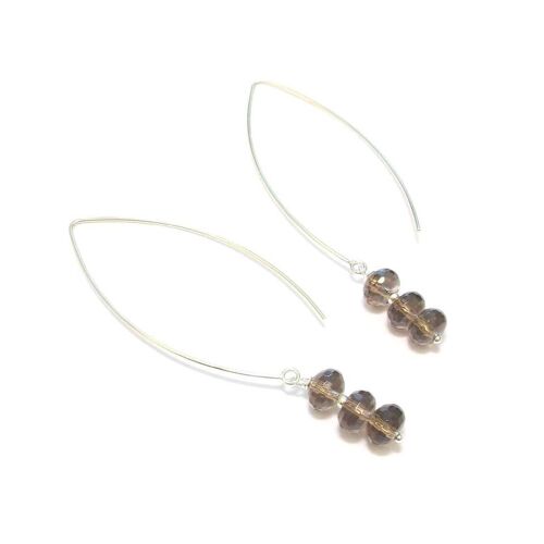 Boucles D'Oreilles Quartz Fumé Argent 925