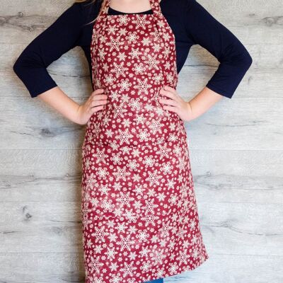 Christmas apron, full kitchen apron for woman with pockets