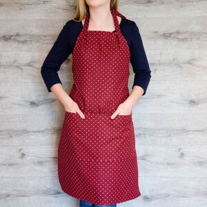 Tablier à pois rouges, tablier de cuisine complet pour femme avec poches, tablier à pois rouges