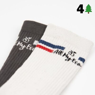 Organic Cotton Socks   White & Dark Grey