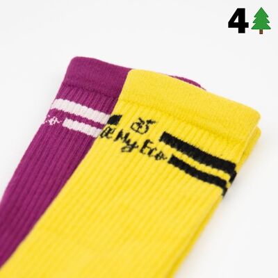 Organic Cotton Socks    Purple and Yellow ( -)