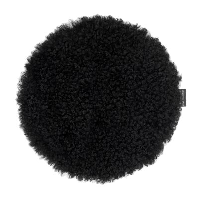 Curly seat cover sheepskin - round_Black