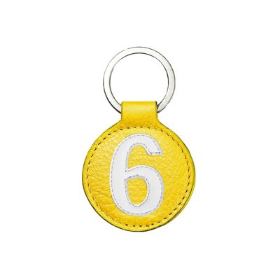 Mini keyring n ° 6 white yellow background