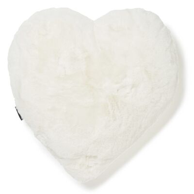 Fluffy Valentine heart cushion_Ivory