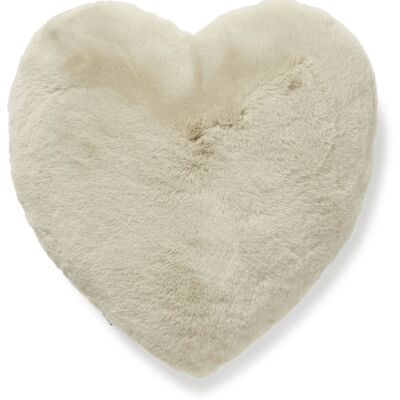 Fluffy Valentine heart cushion_Beige