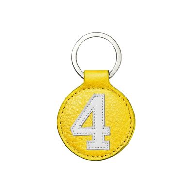 Porte clé mini n°4 blanc fond jaune