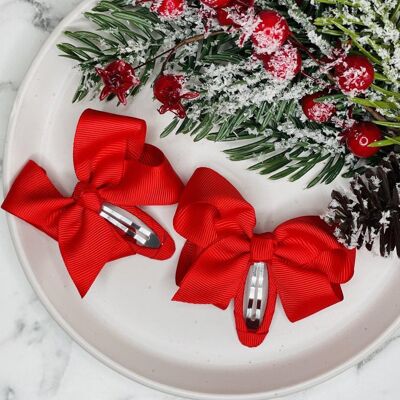 Christmas - Bow Snap Clips Red