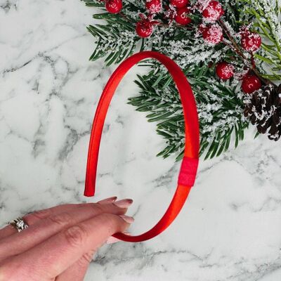 Christmas - Looped Satin Headband - Red