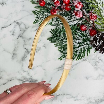 Christmas - Looped Satin Headband - Gold