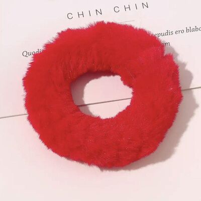 Christmas - Red Fur Scrunchie