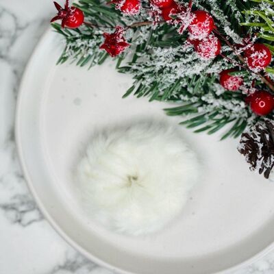 Christmas - White Fur Scrunchie