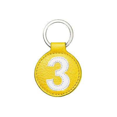 Mini-Schlüsselring Nr. 3 weißer gelber Hintergrund