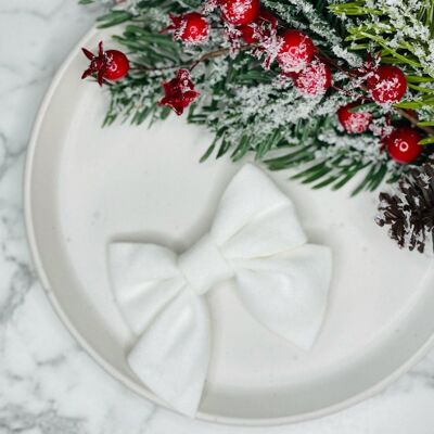 Christmas - 3.5" Pinch Bow White