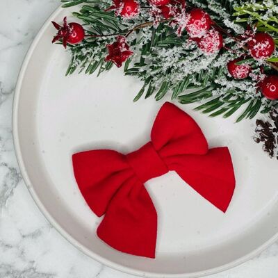 Christmas - 3.5" Pinch Bow Red