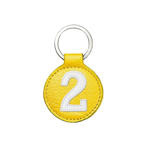 Porte clé mini n°2 blanc fond jaune