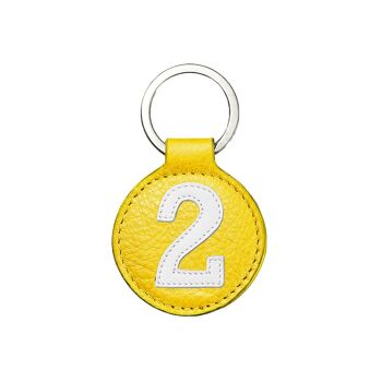 Porte clé mini n°2 blanc fond jaune