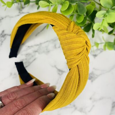 Autumn - Ribbed Knotted Headbands - Mustard
