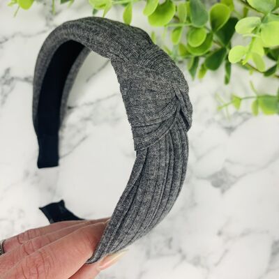 Autumn - Ribbed Knotted Headbands - Grey