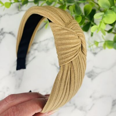 Autumn - Ribbed Knotted Headbands - Beige