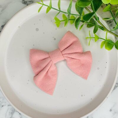 Autumn - 3.5" Felt Pinch Bow Pink