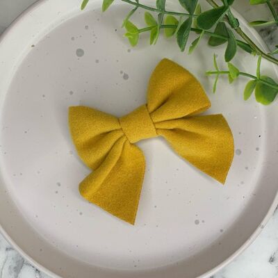 Autumn - 3.5" Felt Pinch Bow Mustard