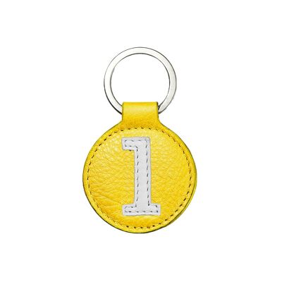 Porte clé mini n°1 blanc fond jaune