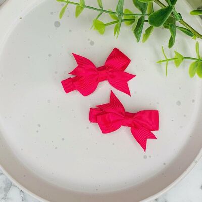 Baby Piggies -  Ribbon Bows Hot Pink