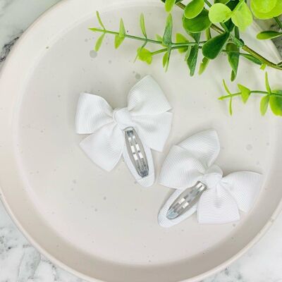 Snap Clips - Ribbon Bow White