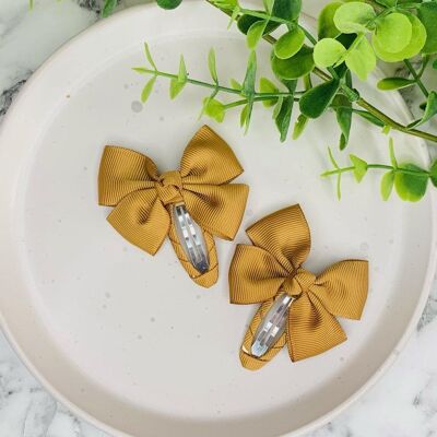 Snap Clips - Ribbon Bow Tan