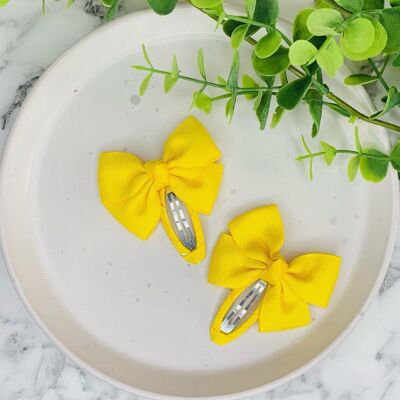 Snap Clips - Ribbon Bow Sunflower Yellow