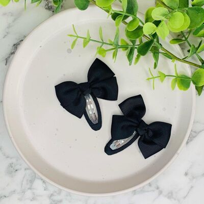 Snap Clips - Ribbon Bow Black