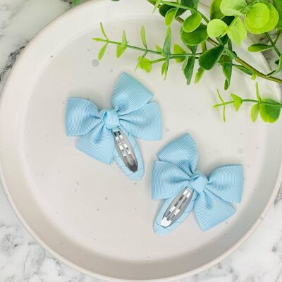 Snap Clips - Ribbon Bow Pale Blue