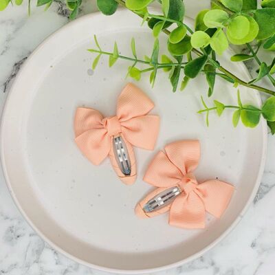 Snap Clips - Ribbon Bow Peach